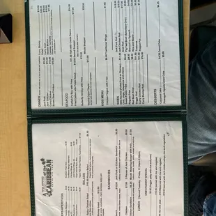 The menu