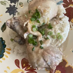 Their gluten free coconut chicken with rice.