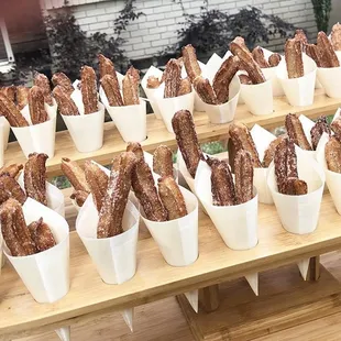 Mini Churros in a Cone #koshercaterers #parve #blockparty #kosherfood