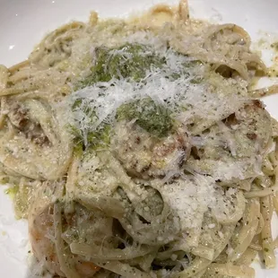 Shrimp Pesto Linguine