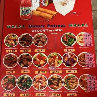 Current menu and prices