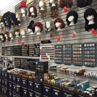 Huge selection of Ben Nye and Kryolan cosmetics. We also have fake blood, wigs, mustaches/beards, and more!