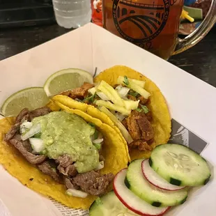 Carne asada &amp; Al pastor tacos