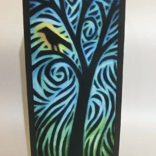 Beautiful table lamp with image on archival paper.