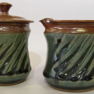 Handmade sugar and creamer.