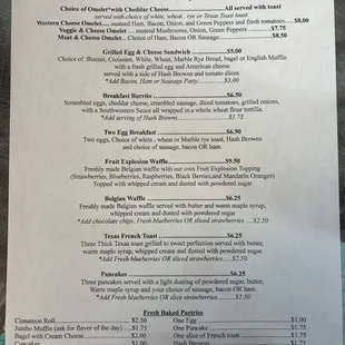 breakfast menu