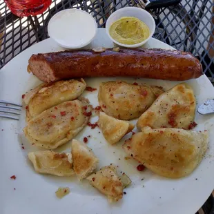 Combo platter of 6 pierogi and kielbasa