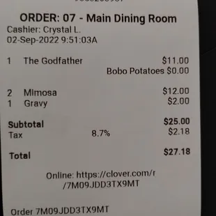 Not a bad price for size of omelette compared to other places. Crystal was sweet