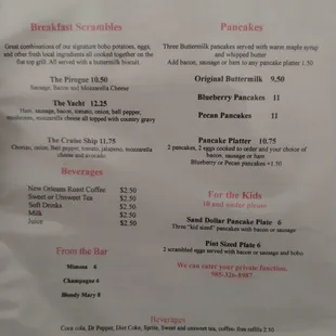 Menu as of September 2022