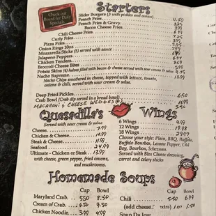 the menu
