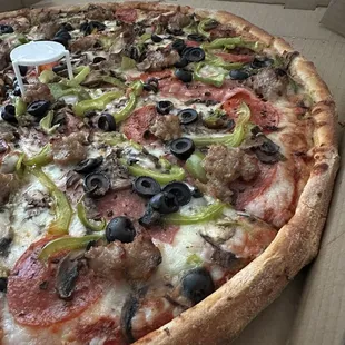 Close up of the combination pizza