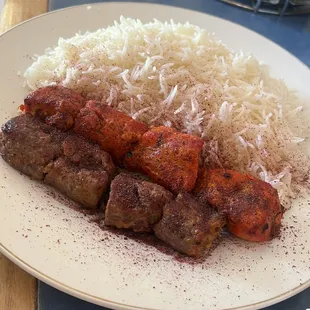 Combo kabob, with rice