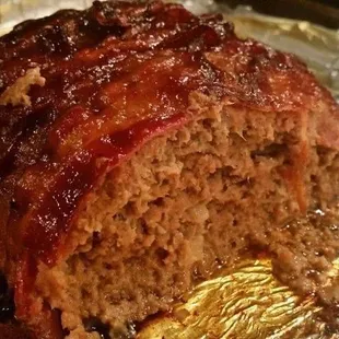 a piece of meatloaf on foil