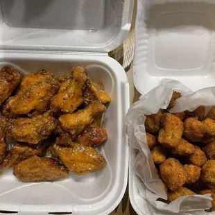 Honey Lemon Pepper Wings and Fried Okra