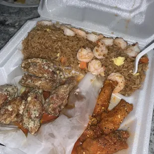 10 pc half ranch &amp; half hot w/ shrimp fried rice