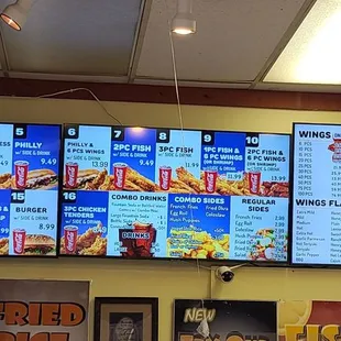 menus on the wall