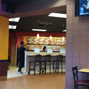 the inside of a fast food restaurant