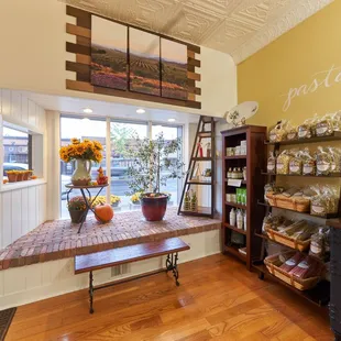 a bakery with a window