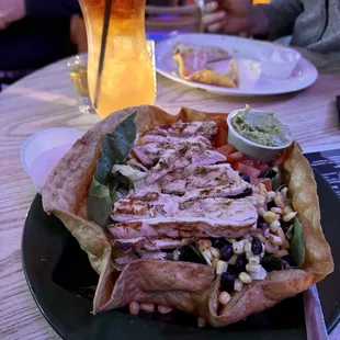 Taco Salad with Chicken and a Mai Tai