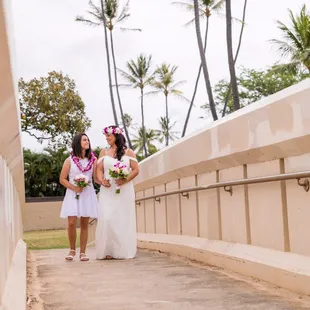 My Daughter &amp; I walk down the bridge to my future Husband.