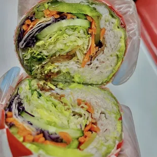 Turkey, bacon and veggie wrap!