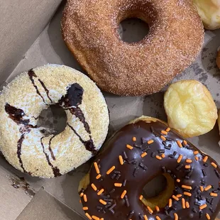 S&apos;more donut, chocolate sprinkle, cinnamon sugar