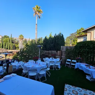 Tables, chairs, table clothes