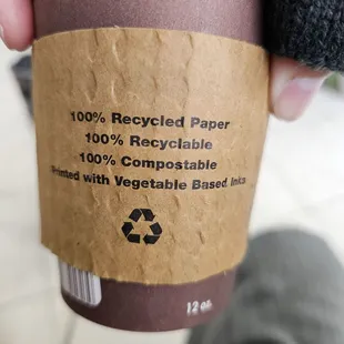 Their 12oz coffee cup and cup sleeve