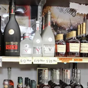 a variety of liquors
