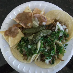 Carnitas plate. Plato de carnitas. 3.75$