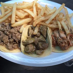 Taco Plate with french fries instead of rice &amp; beans