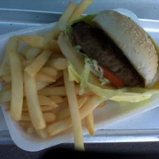 burger + fries $5