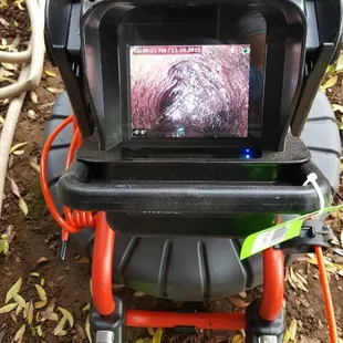 Using our new camera to perform an inspection due to flooding. We were contacted by the homeowner for a second opinion. I found roots