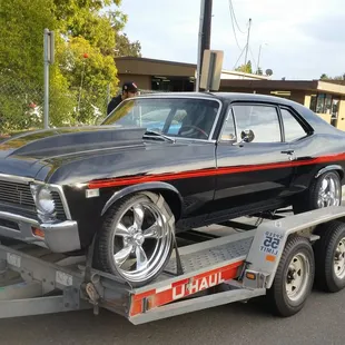 1968 Chevy nova on 20 inch American racing torq thrust rims &amp; tires staggered.