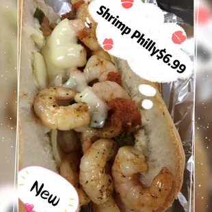 shrimp in a hot dog bun