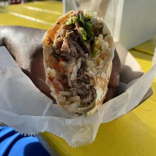 Shredded beef burrito