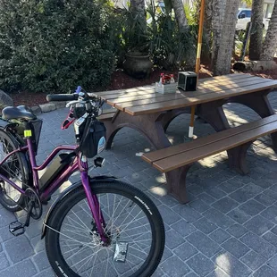 Picnic table seating (bring you own bike)