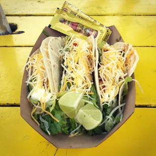 Tacos: mahi mahi, shrimp, and steak