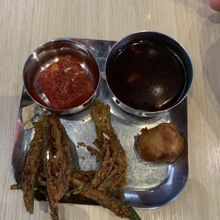 Okra fritters &amp; Halwa