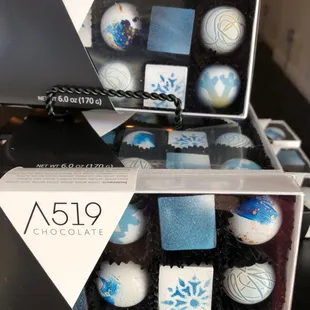 box of 15 winter style chocolates with caramels