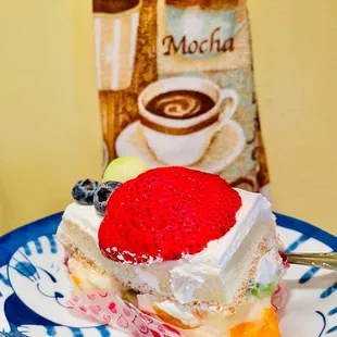 a piece of cake on a plate