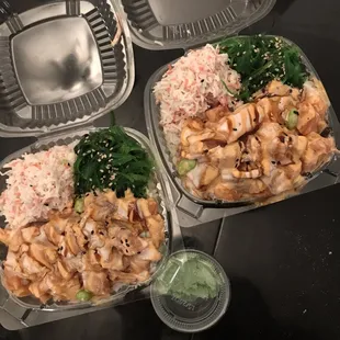 Combo tuna n salmon poke bowls... delish