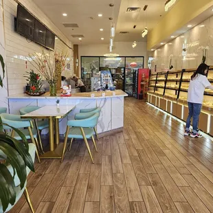 the interior of a bakery