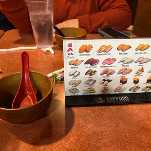 We filled out order paper. Waiting for the delicious sushi