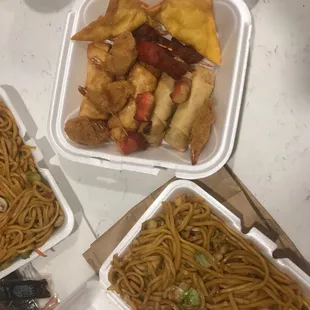 Pu Pu Platter and Lo Mein