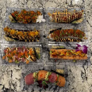 Sushi - Perfect Storm, Beach, Hurricane, Hawaiian Special, Layer Cake, Rainbow, Volcano roll