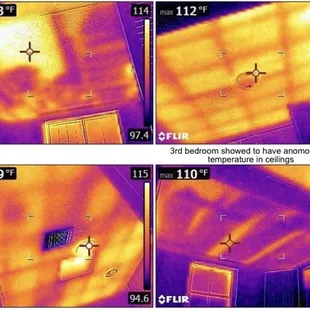 Thermal imaging - pointed at ceiling showing insulation not working