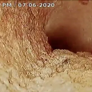 Sewer scope - water is dammed, doesn't flow through