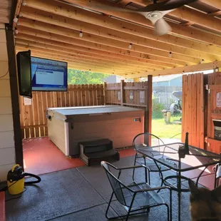 Patio roof, now I can enjoy the patio more year round.