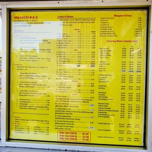 Da wall menu as of Sept. 7, 2022